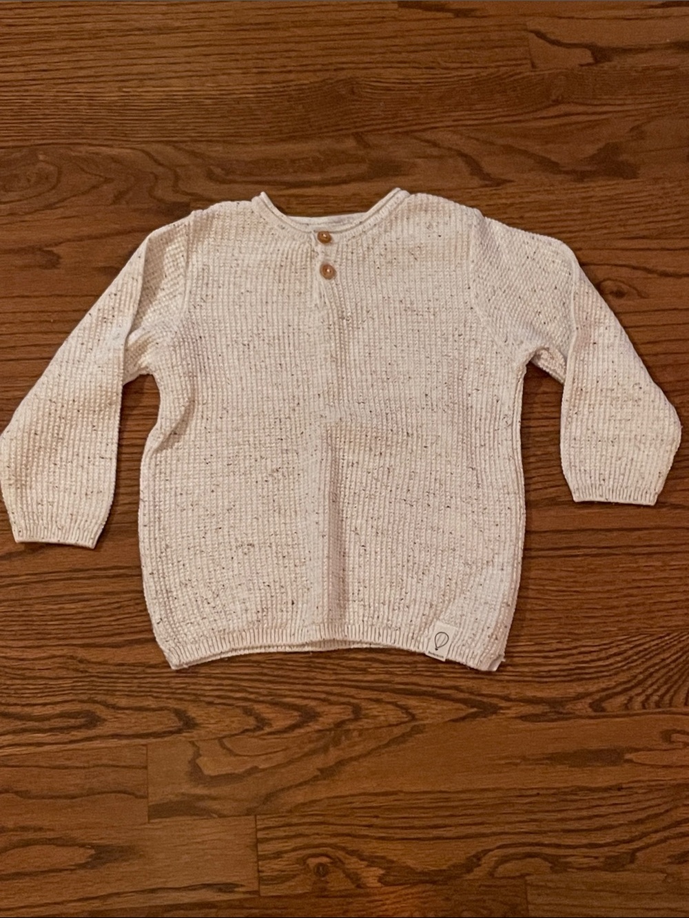 Zara Cream Speckled Knit Kids Sweater with Button Placket